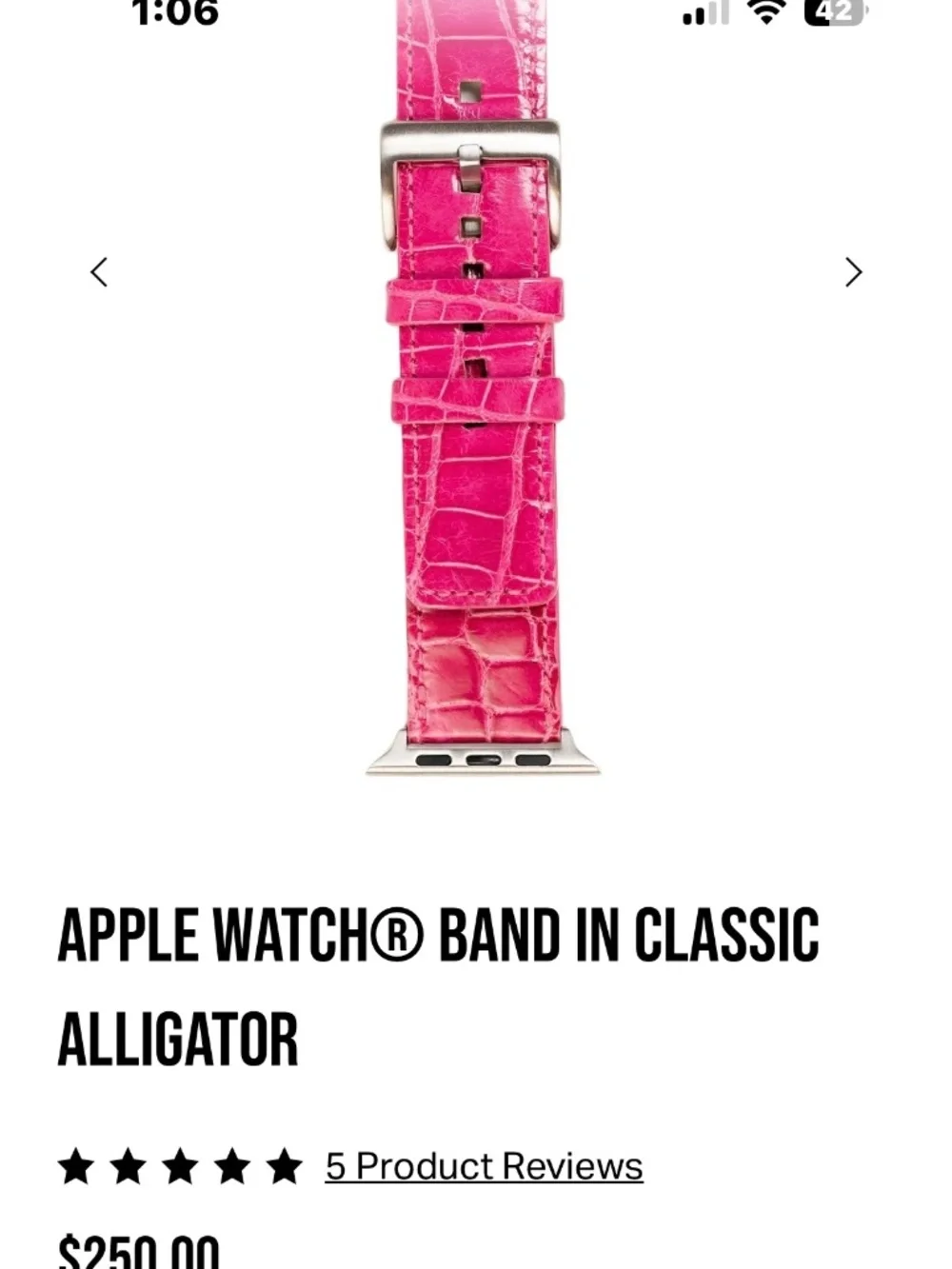 ABAS Genuine Alligator Apple Watch Band in Pink